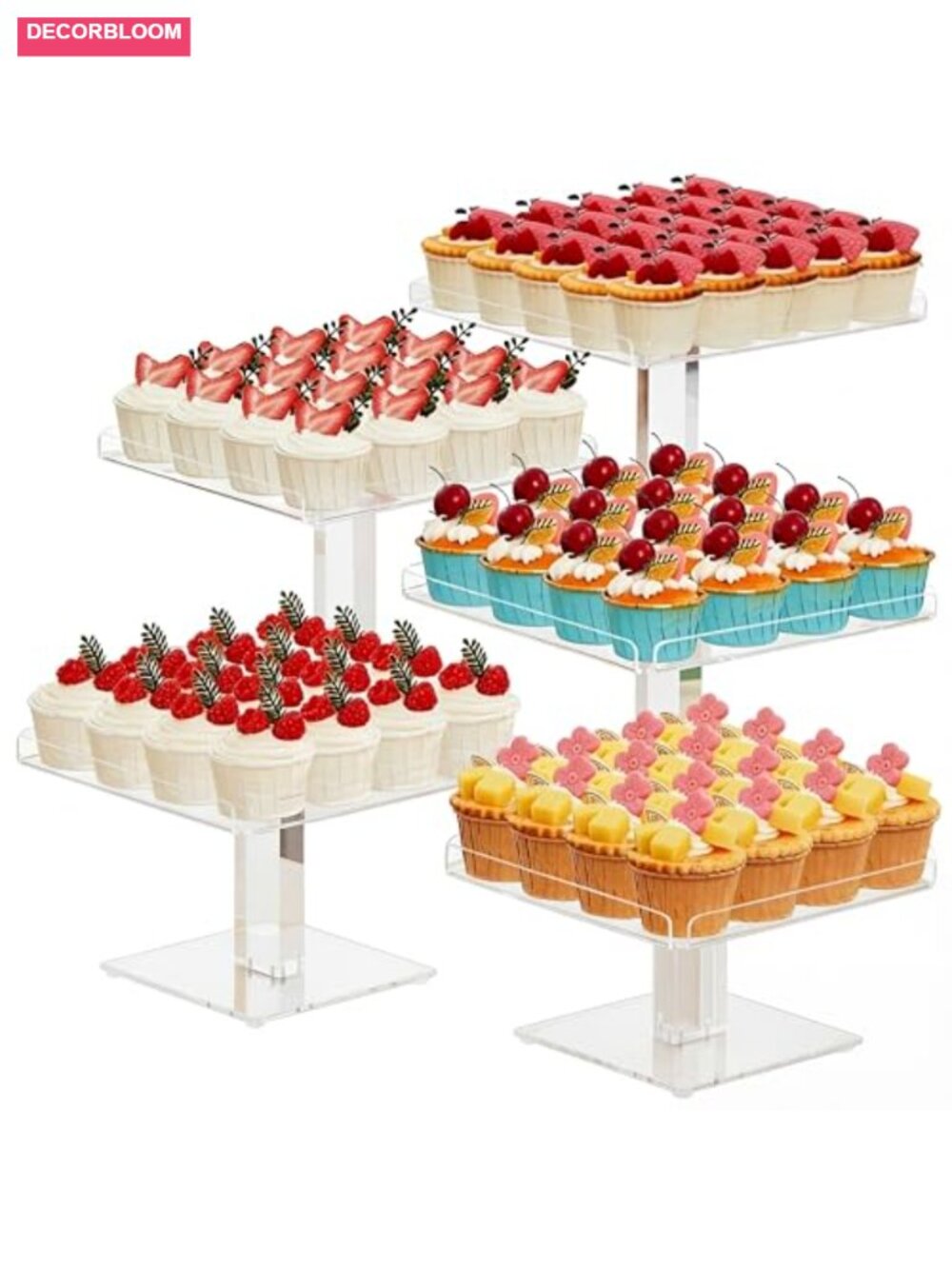 5 Tier Acrylic Dessert Table Display Set Buffet Riser Cupcake Stands